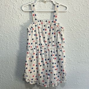 EUC Cat & Jack red white blue star romper, size 5t